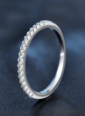 日韩简约钻戒925银莫桑钻戒指冷