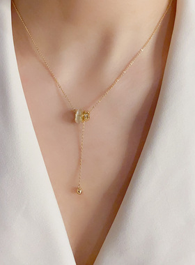 韩版轻奢精致高级感猫眼石滚轮项链小众设计感时尚个性气质锁骨链