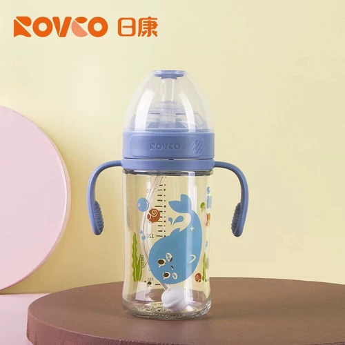 日康 Стеклянная бутылочка для кормления для новорожденных, ручка, детское моющее средство для бутылочек, широкое горлышко, 6см