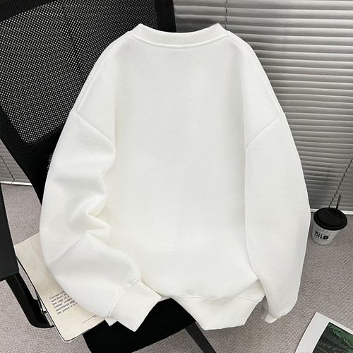 WASSUP基础款秋冬季圆领卫衣男女同款宽松休闲加绒加厚长袖上衣 - 图0