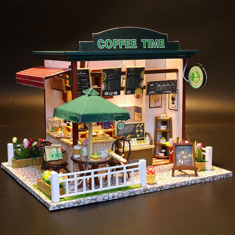 礼diy小模屋咖啡屋铺手工制作房子木质玩具型成人80297拼装送生日 - 图0