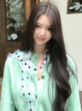 2026新爆款韩系蕾丝黑色波点丝巾女士独特漂亮高级感丝带百搭飘带