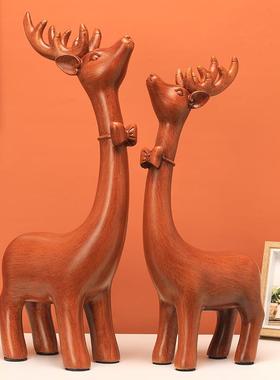 创意树脂工艺礼品创意欧式情侣麋鹿摆件厂家家居装饰摆件