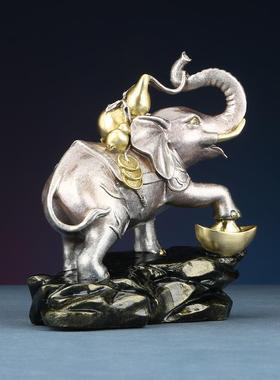 创意黄铜福禄大象摆件家居新中式装饰客厅玄关办公室工艺品