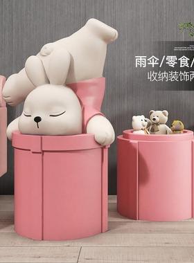 2023兔年兔子落地摆件家居饰品客厅电视柜沙发旁装饰收纳乔迁礼物