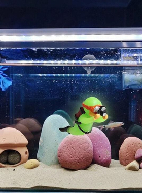 夜光潜水员漂浮小人鱼缸造景套装水族箱创意装饰摆件
