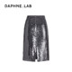 DAPHNE LAB24FW sequined straight skirt, versatile retro simple skirt, mid-skirt for slimming women