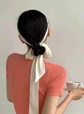 藏青色脖子颈带领巾围巾女丝巾颈饰飘带腰带发带丝带搭配衬衫领带