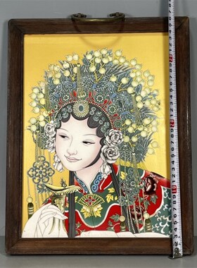 名家大作粉彩i花卉图挂屏瓷板画摆件 家居装饰品摆件收藏