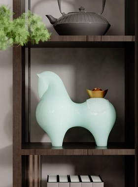 国风马上有钱桌面摆件新中式酒柜博古架乔迁客Q厅送领导办公室礼