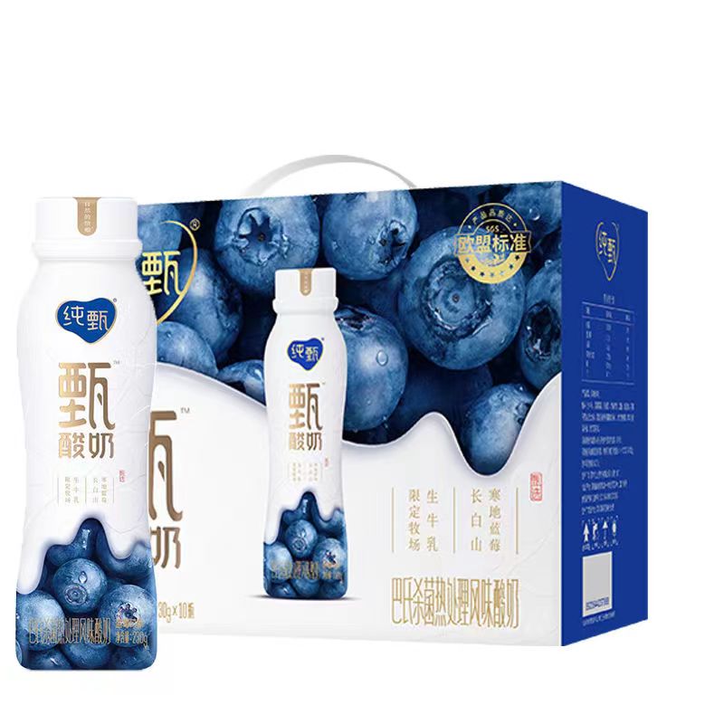 蒙牛纯甄轻酪乳风味酸奶原味/红西柚味/蓝莓味 PET230g×10瓶*1箱 - 图0