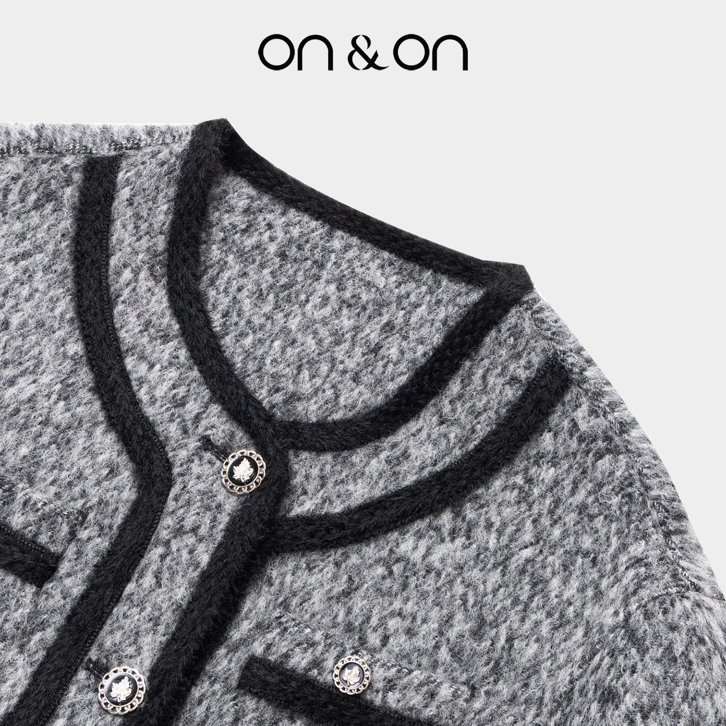 ON＆ON/安乃安2025冬季新款法式经典撞色双面毛呢小香风短外套,淘宝优惠券,粉丝福利购,淘宝优惠卷