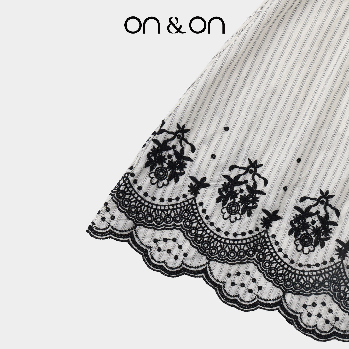 ON＆ON/安乃安2025夏季新款法式复古竖条纹撞色刺绣减龄连衣裙,淘宝优惠券,粉丝福利购,淘宝优惠卷