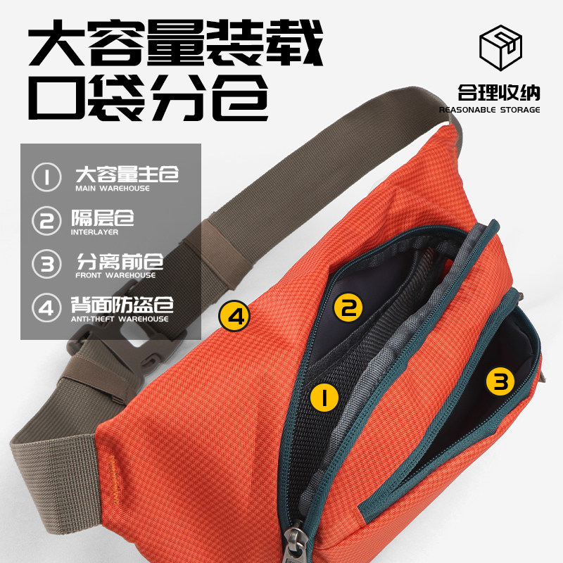 Outdoor large-capacity multi-functional water-repellent waist bag