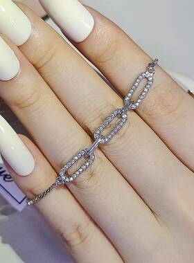 开学季焕新U型环环相扣锆石吊坠手链轻奢ins冷淡风手饰s7127