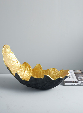 极速现代简约树脂金色艺术水果z盘装饰创意样板房间茶几桌面装饰