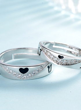 极速跨境电商gwish爆款配饰日韩创意微镶锆石镀银戒指简约情侣对