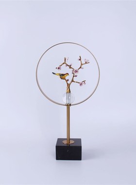 极速轻奢现代珐琅彩树枝鸟摆件z桌面创意客厅家居装饰品电视玄关