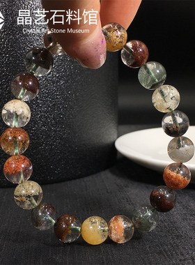 极速天然水晶四季幽n灵聚宝盆彩幽灵手链红散单珠绿盆闺蜜手串一
