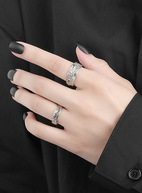 极速韩版不规则凹凸面戒指开口欧A美INS个性森系金银锡箔几何纹理