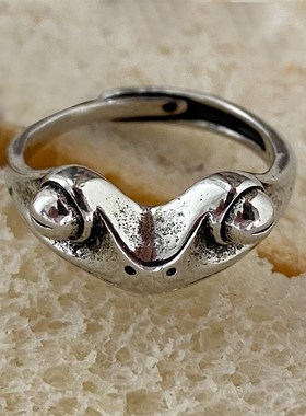 极速Opending adjustable frog ring women men 做旧开口复古青蛙