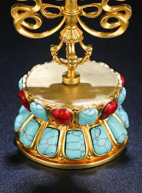 文殊剑摆件密宗黄铜镶嵌彩珠文殊智慧宝剑藏式供佛用品金刚杵法器