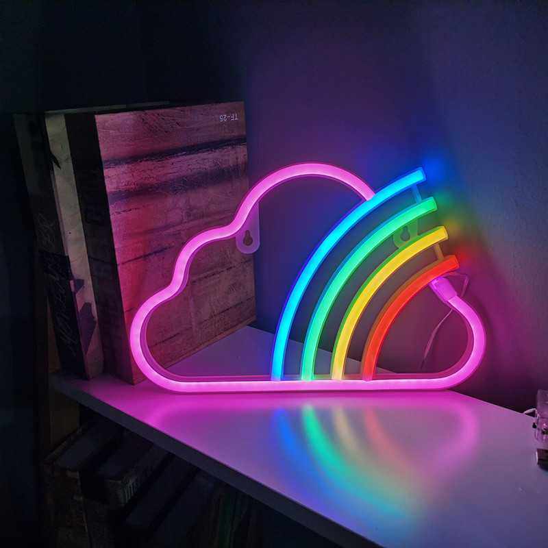 新款直销LED跨境彩虹云朵霓虹灯彩灯造型灯网红挂墙节日氛围装饰,淘宝优惠券,粉丝福利购,淘宝优惠卷