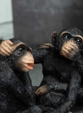 新款直销花园摆件灵动三只小猴子家居客厅卧室房间摆件酒柜壁橱送