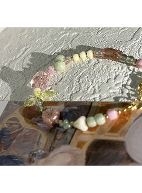 花絮晚｜原创捷克珠粉色花苞春日精致小众设计串珠手链