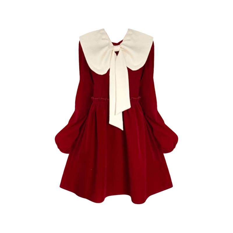 大码高级感新年战袍红色连衣裙女春秋冬季胖mm小个子订婚礼服裙子,淘宝优惠券,粉丝福利购,淘宝优惠卷