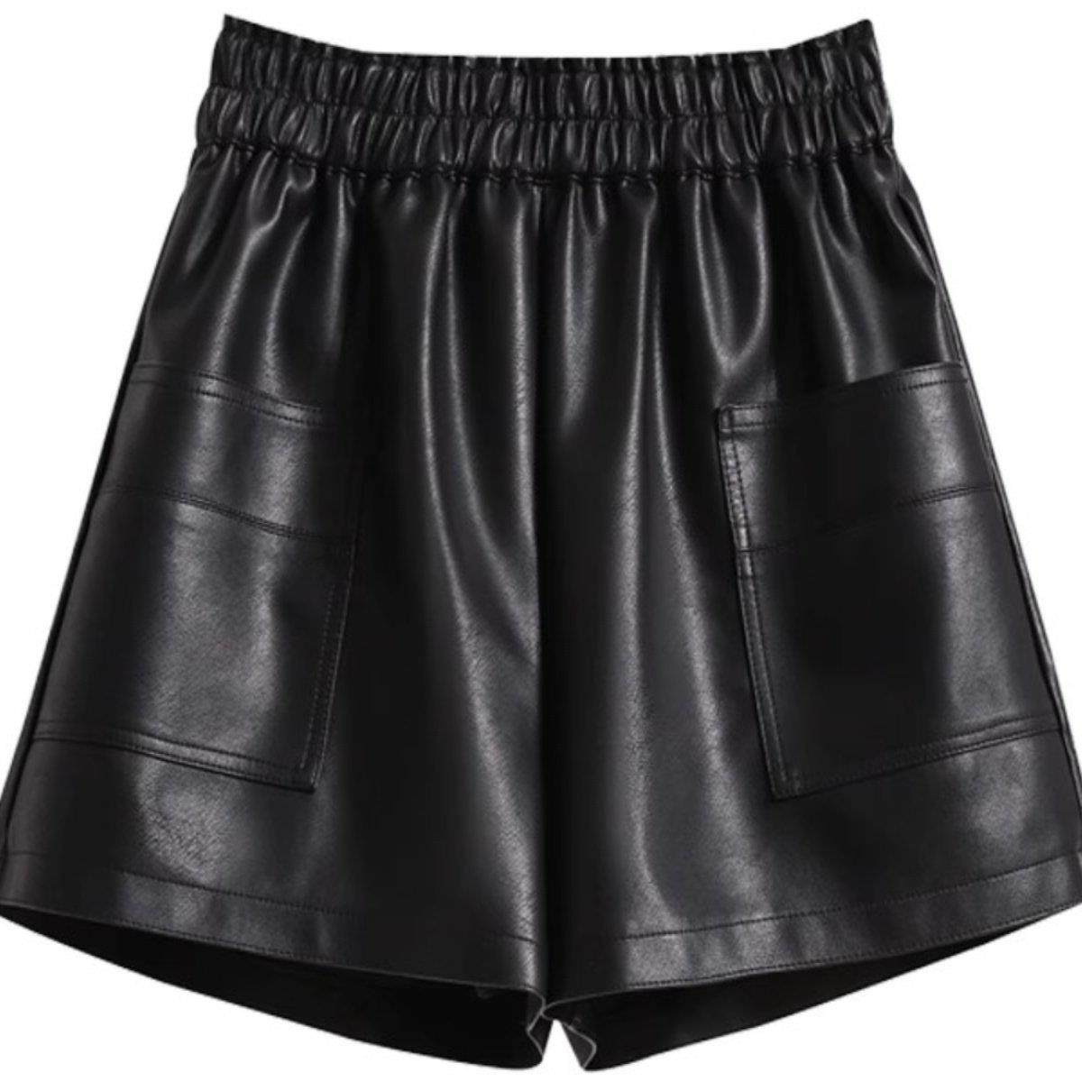 大码五分pu皮短裤外穿女士春秋季胖mm高腰a字小个子阔腿靴裤皮裤,淘宝优惠券,粉丝福利购,淘宝优惠卷