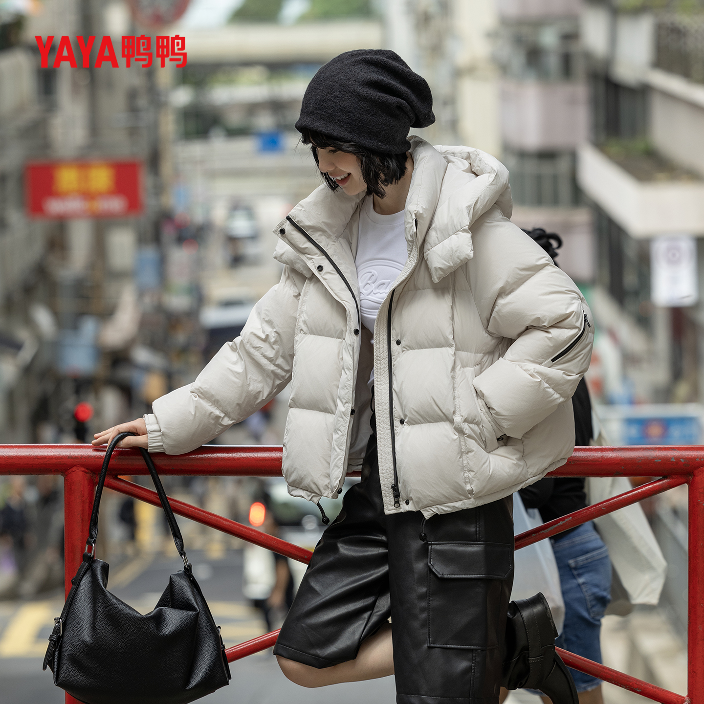 YAYA鸭鸭短款羽绒服女2025新款冬季时尚加厚保暖小个子面包服外套