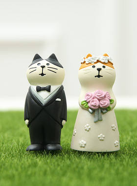 新品日式zakka猫摆件情侣猫咪婴儿可爱手工摆件树脂小摆件工艺品