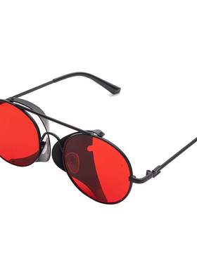 新款蒸汽朋克风翻动网框复古 潮流欧美包边侧边翻动墨镜