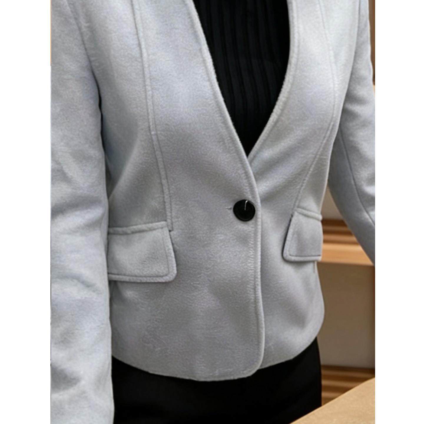 设计感洋气灰色长袖毛呢子外套女秋冬新款小个子减龄百搭短款上衣,淘宝优惠券,粉丝福利购,淘宝优惠卷