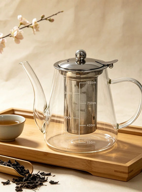 空盒子耐高温玻璃泡茶壶防爆透明钢漏煮茶壶高硼硅玻璃茶具套装