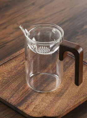 空盒子小青柑用泡茶公道杯高硼硅玻璃侧木把过滤一体功夫茶海玻璃
