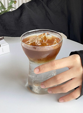 空盒子创意透明玻璃单层杯冰美式咖啡杯 夏季果汁冷萃杯 家用牛奶