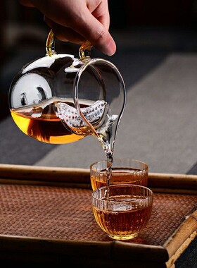 空盒子高硼硅透明玻璃泡茶杯月牙公道杯 家用一体大容量带过滤网