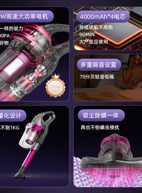 空盒子手持无线三合一吸尘器家用床上除螨仪杀菌大功率吸尘拖地一