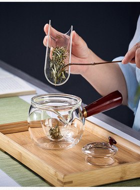 空盒子玻璃茶具煮茶壶高硼硅煮茶器侧把泡茶壶侧把壶高硼硅现代简