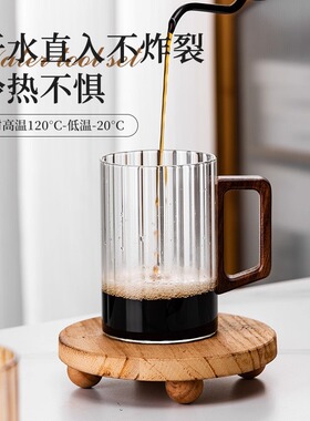 空盒子高硼硅玻璃杯耐高温简约家用透明带把饮料家用高颜值杯子跨