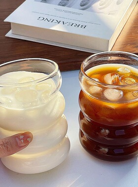 空盒子毛毛杯耐热水杯高颜值透明杯子牛奶咖啡家用高硼硅玻璃杯