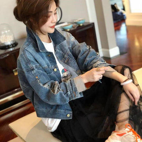 Neue kurze Jeansjacke im Hongkong-Stil für Damen, Frühlings- und Herbststil