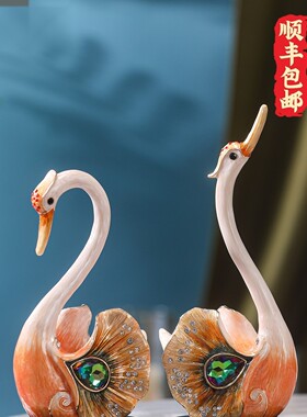 Spatio轻奢风天鹅摆件一对装饰品