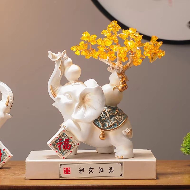 Spatio大象摆件一对发财树玄关客厅酒柜电视柜乔迁装饰酒柜摆放礼,淘宝优惠券,粉丝福利购,淘宝优惠卷