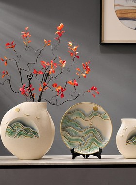 新中客式厅玄关轻奢摆件高端大气电视柜装饰品乔迁礼物博古架酒柜