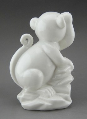 陶瓷十二生肖风水猴 灵猴瓷器 属相生肖动物猴子摆件猴白瓷工艺品