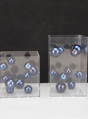 现代简约方形透明亚克力罩球摆件样板房售楼处软装饰品摆设