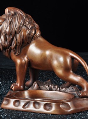 紫铜雄狮烟灰缸摆件创意烟缸家居客厅茶几办公室装饰品商务礼品